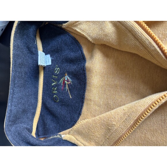 Orvis Men's XL Pullover Sweater 1/4 Front Zip Mustard 100% Cotton VERY NICE! - Picture 9 of 11